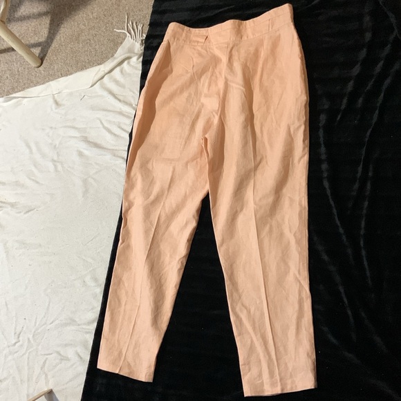 Palmetto’s vintage linen tapered leg high waist 80s peach pants 18/34 like new - Picture 8 of 11